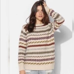 Urban Outfitters Cottagecore Grandpa Fisherman Fair Isle Wool Sweater Medium